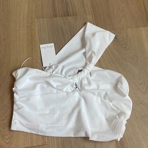 cute one shoulder white boutique top!!